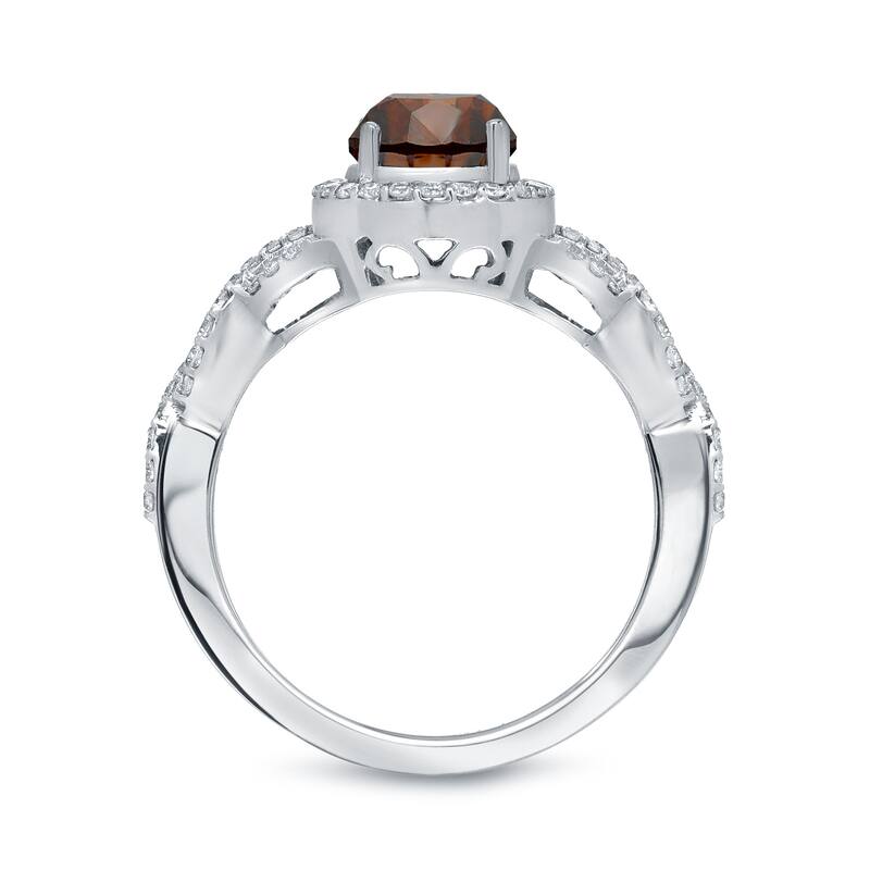 Auriya 1 3/8ctw Twisted Split Shank Halo Brown Diamond Engagement Ring 14kt Gold