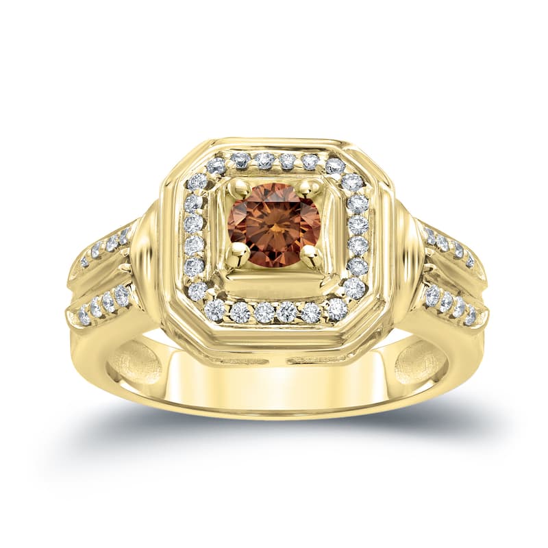 14k Gold Round 2/5ct TDW Brown Diamond Engagement Ring (H-I, I1-I2)