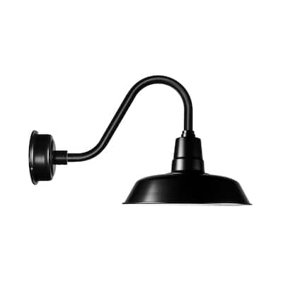 18" Oldage LED Barn Light with Rustic Arm in Matte Black