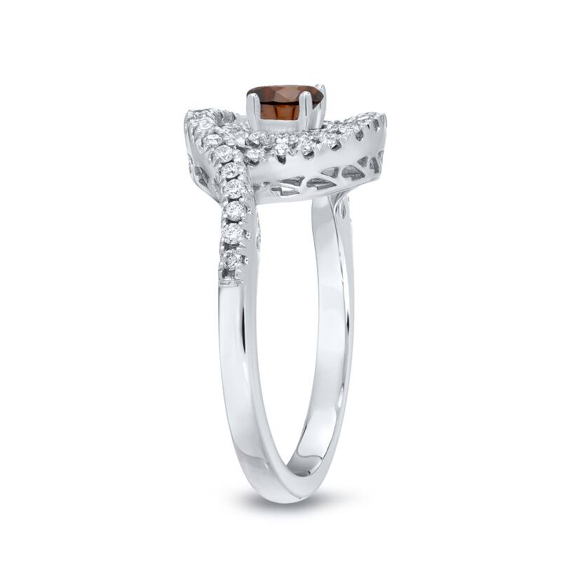 14k Gold Round 4/5ct TDW Brown Diamond Swirl Engagement Ring by Auriya