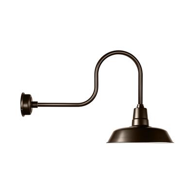 18" Oldage LED Barn Light with Industrial Arm in Mahogany Bronze
