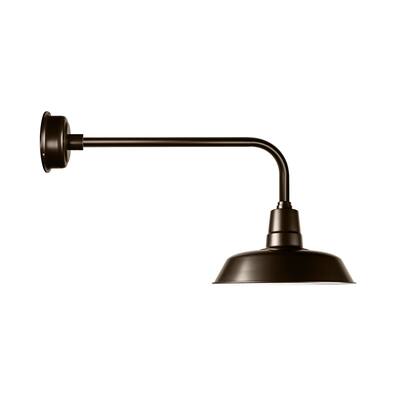 18" Oldage LED Barn Light with Traditional Arm in Mahogany Bronze