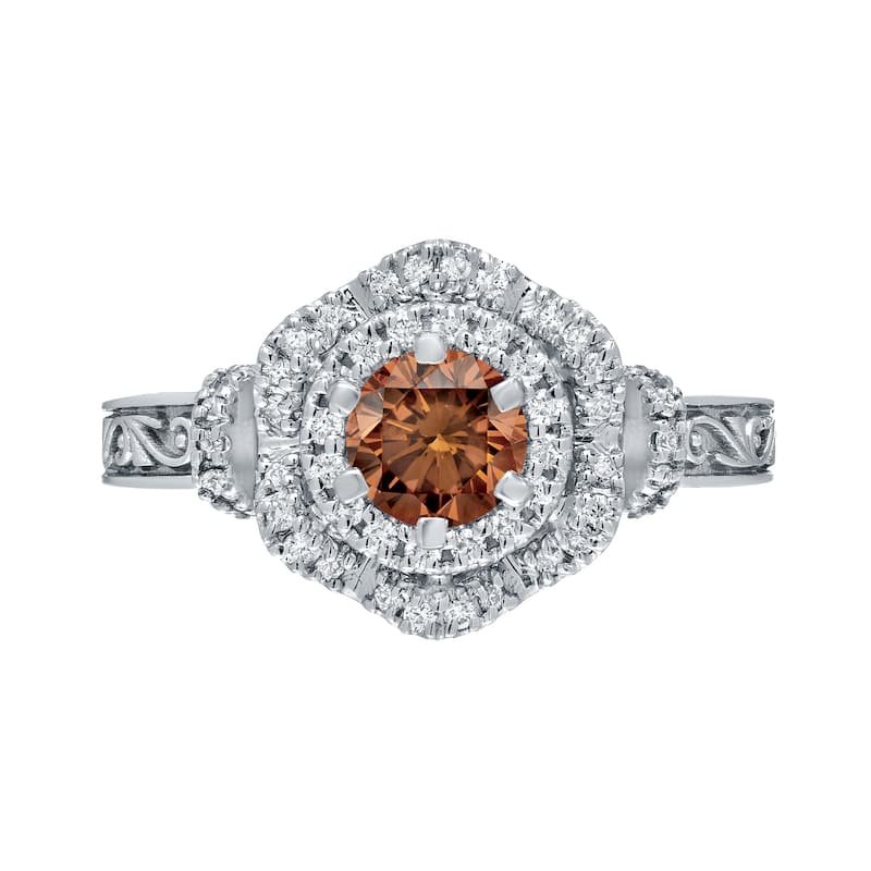 14k Gold Round 1ct TDW Brown Diamond Engagement Ring by Auriya