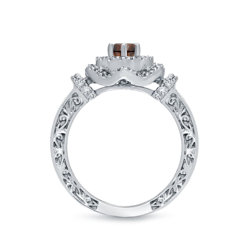 14k Gold Round 1ct TDW Brown Diamond Engagement Ring by Auriya