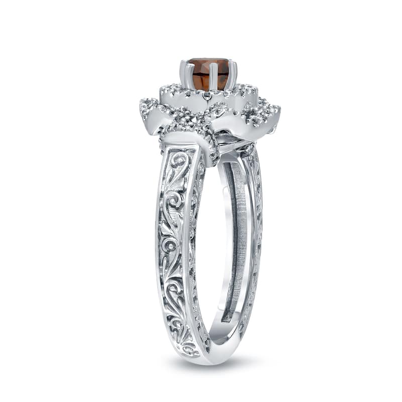 14k Gold Round 1ct TDW Brown Diamond Engagement Ring by Auriya