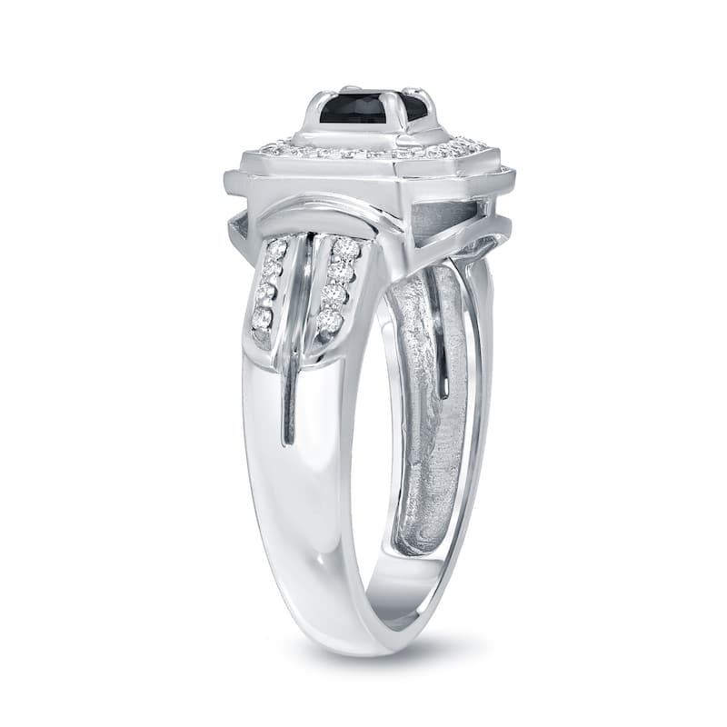 Auriya 14k Gold 2/5ctw Halo Black Diamond Engagement Ring (H-I, I1-I2)