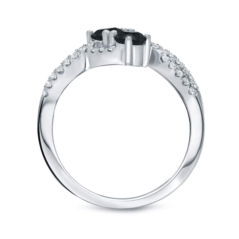 14k Gold Two Stone 3/4ct TDW Black Diamond Engagement Ring by Auriya