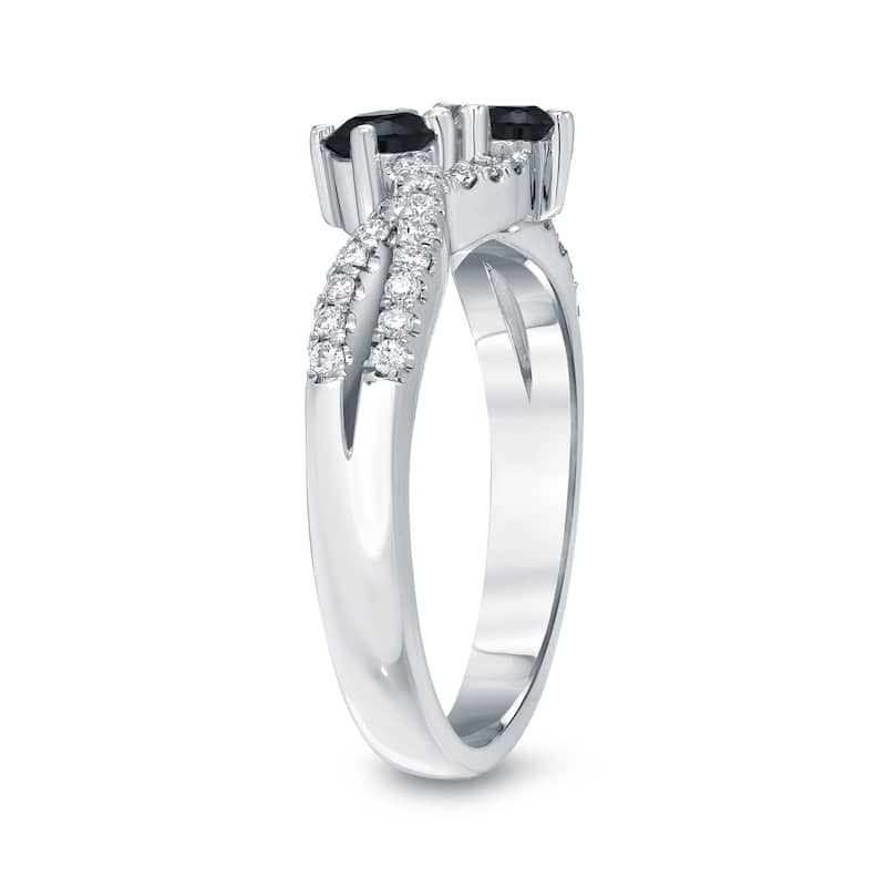 14k Gold Two Stone 3/4ct TDW Black Diamond Engagement Ring by Auriya