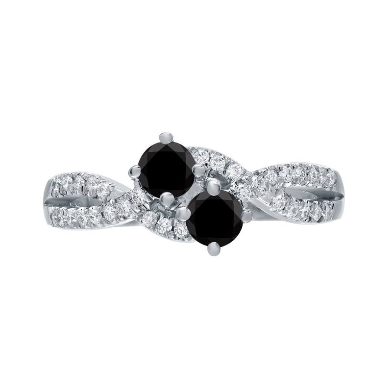 14k Gold Two Stone 3/4ct TDW Black Diamond Engagement Ring by Auriya
