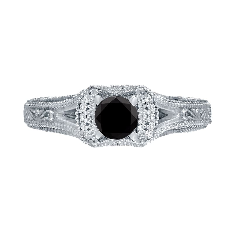 14k Gold Round 1/2ct TDW Black Diamond Engagement Ring by Auriya