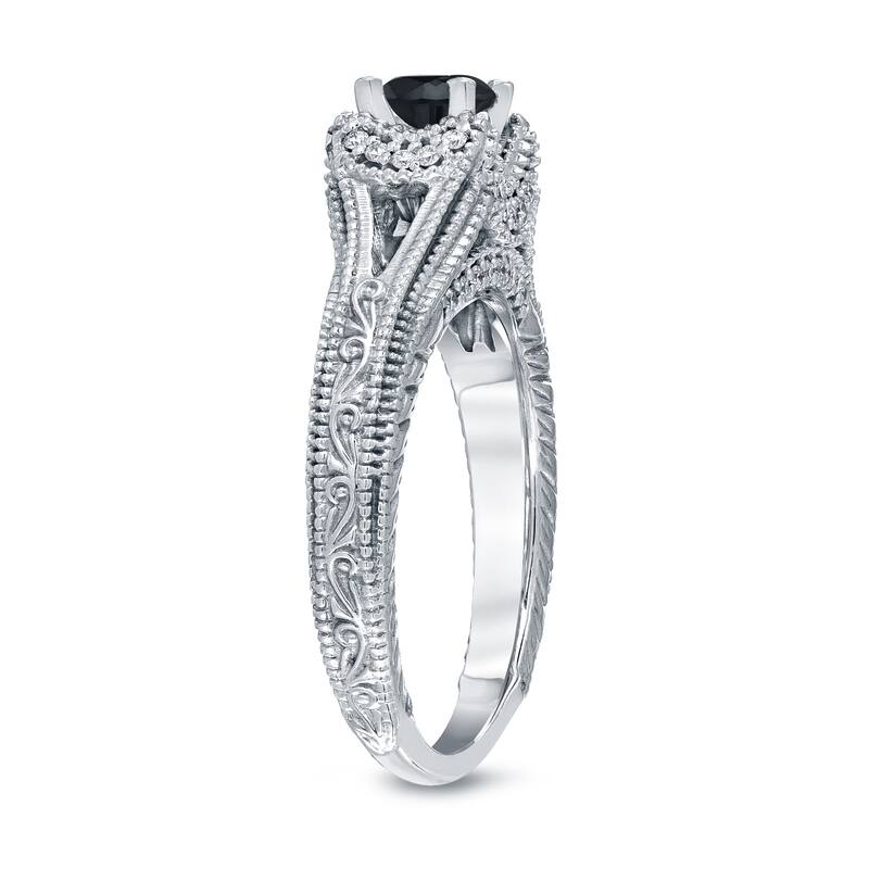 14k Gold Round 1/2ct TDW Black Diamond Engagement Ring by Auriya