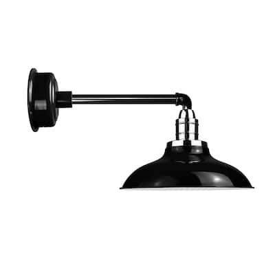 10" Peony LED Barn Light with Metropolitan Arm in Black