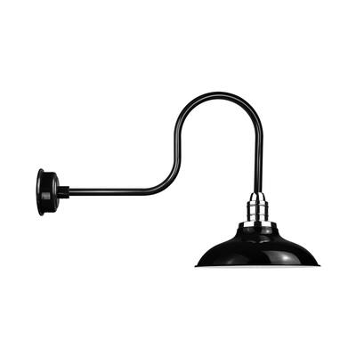 10" Peony LED Barn Light with Industrial Arm in Black