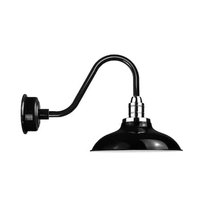 12" Peony LED Barn Light with Rustic Arm in Black