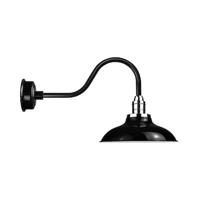 12" Peony LED Barn Light with Contemporary Arm in Black