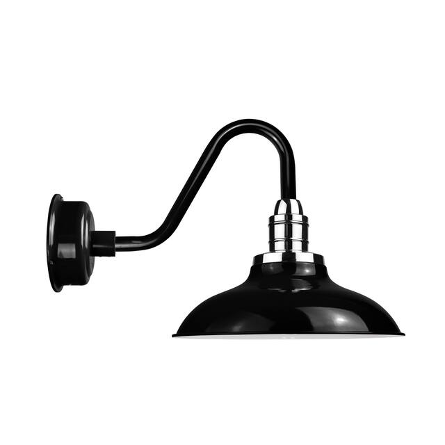 12" Peony LED Barn Light with Vintage Arm in Black