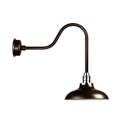 12" Peony LED Barn Light with Sleek Arm in Mahogany Bronze