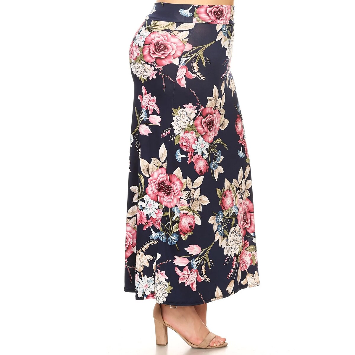 navy floral maxi skirt