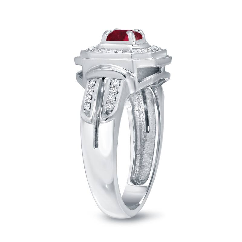 14k Gold Round 1/5ct Ruby and 1/5ct TDW Diamond Engagement Ring by Auriya