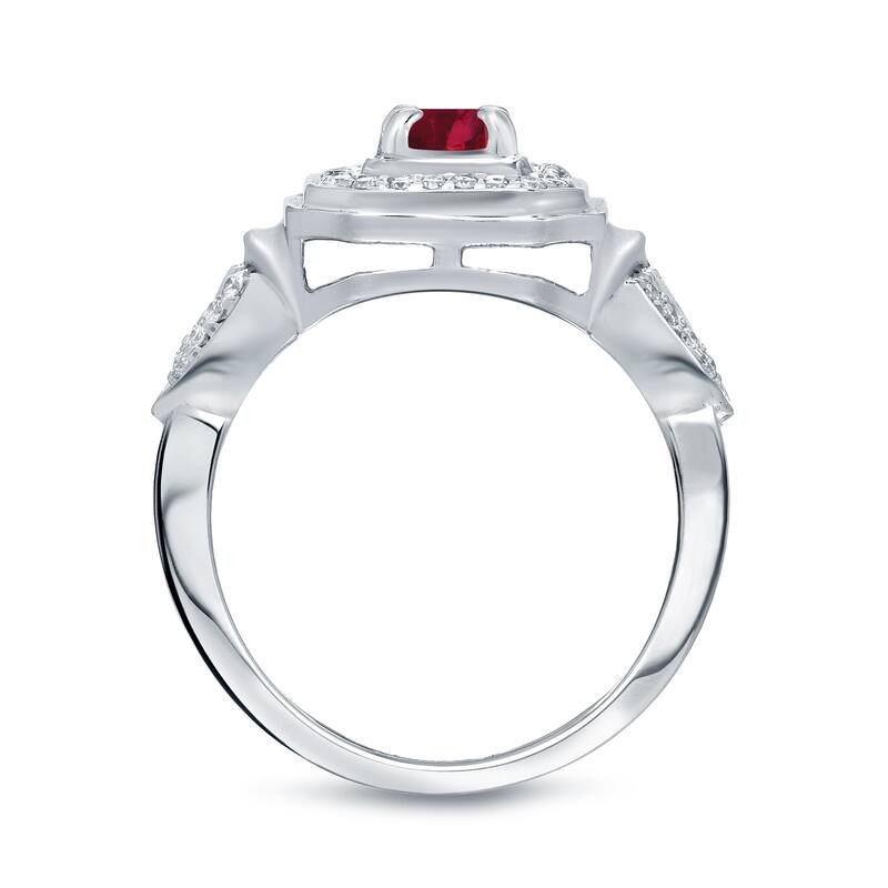 14k Gold Round 1/5ct Ruby and 1/5ct TDW Diamond Engagement Ring by Auriya