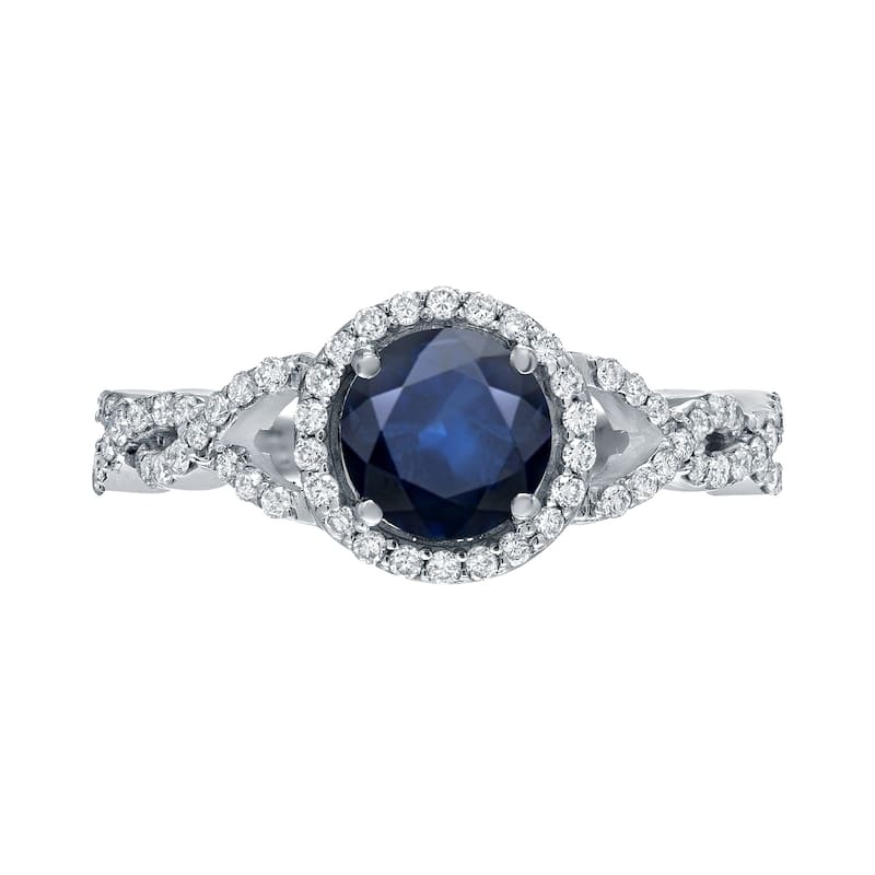 Auriya 1ct Blue Sapphire and 2/5ctw Round Halo Diamond Engagement Ring