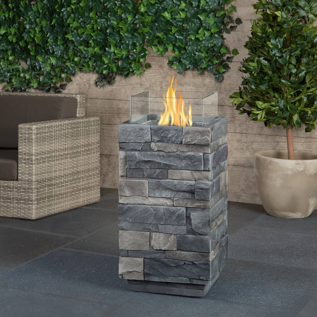 Ledgestone Grey Fire Column by Real Flame