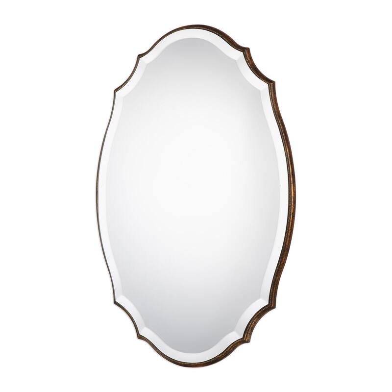 The Gray Barn Wilset Gold-leaf Decorative Oval Mirror by Grace Feyock - 19.875x30x0.47