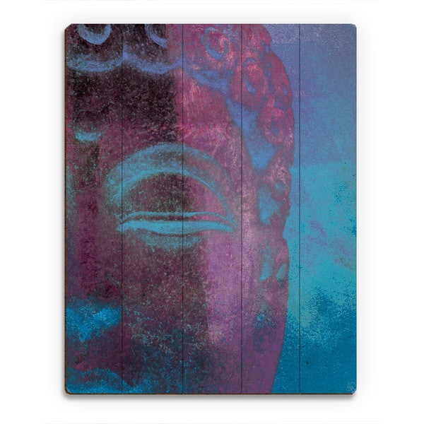 Cerulean Buddha Abstract Wall Art Print on Wood