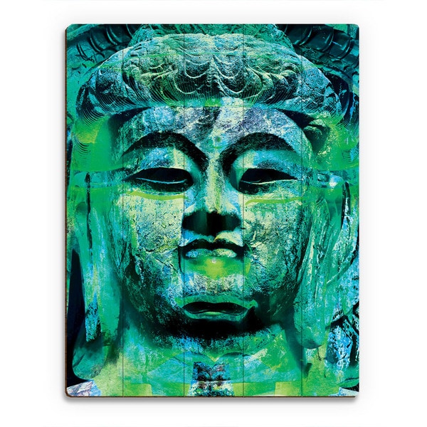 Teal Buddha Abstract Wall Art Print on Wood