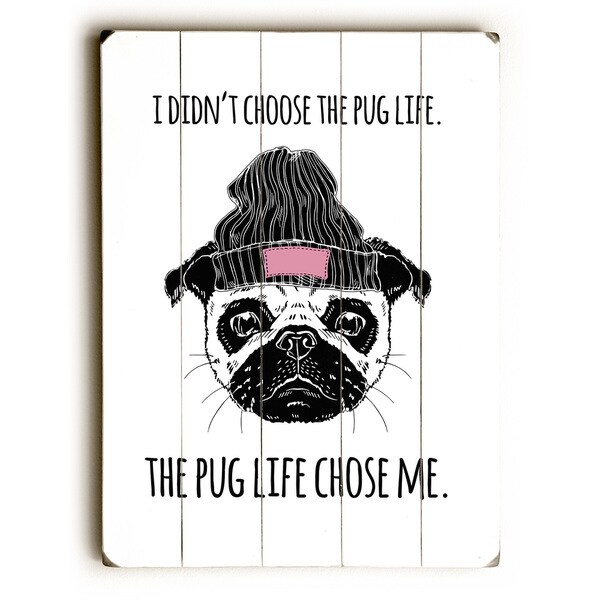 Pug Life Black Pink - Wall Decor by OBC - Planked Wood Wall Decor
