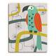 Retro Parrot in Green Wall Art Print on Wood