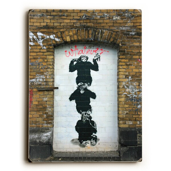 Monkey business - Wood Wall Decor by Banksy - 9 x 12