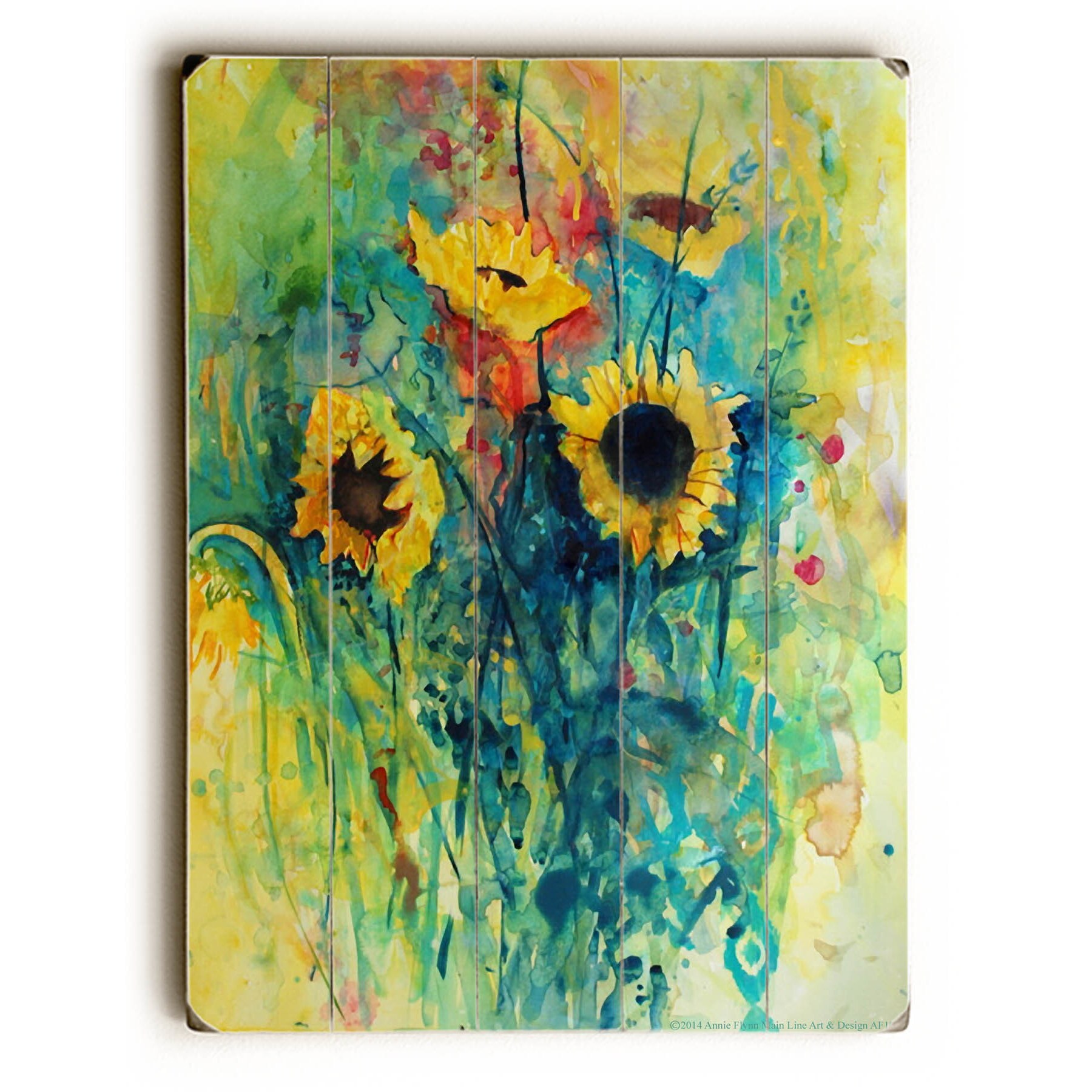 Painted ceiling tile acrylic painting wall hanging farmhouse pots with sunflowers