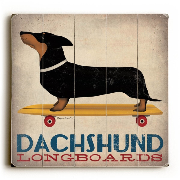 Dachshund Longboards - Wood Wall Decor by Ryan Fowler