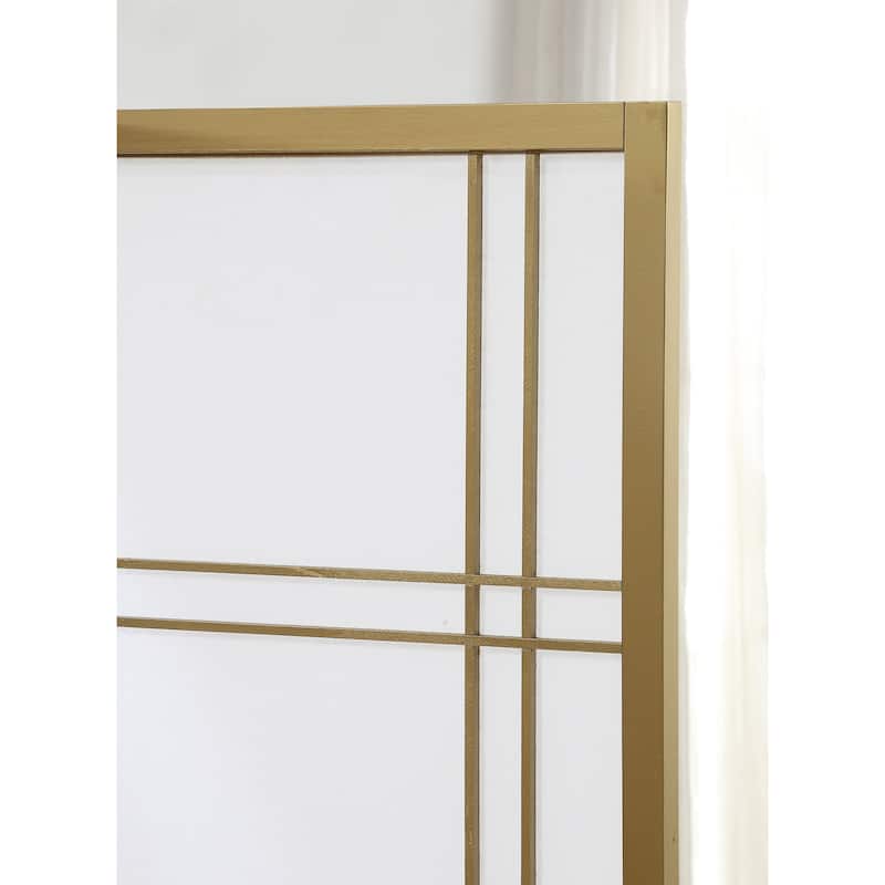 Roundhill Furniture Seto White Wood and Paper 4-panel Room Divider Screen - Gold