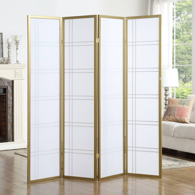 Roundhill Furniture Seto White Wood and Paper 4-panel Room Divider ...