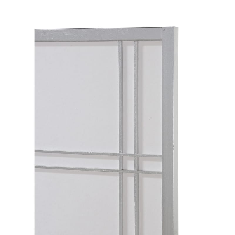 Roundhill Furniture Seto White Wood and Paper 4-panel Room Divider Screen - Silver