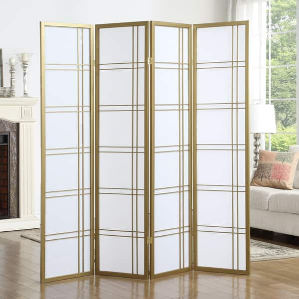 Shop Seto White Wood And Paper 4 Panel Room Divider Screen