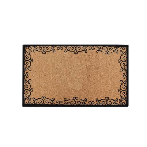 First Impression Coir 24-inch x 39-inch Handcrafted Floral Border Doormat