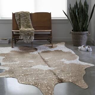 5 X 6 Rugs Area For Less Alexander Home Clayton Taupe Champagne Faux Cowhide Rug 5 X 6