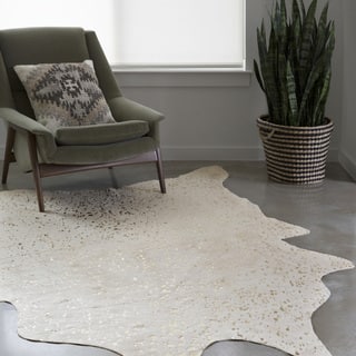 5 X 6 Rugs Area For Less Clayton Ivory Champagne Faux Cowhide Rug 5 X 6