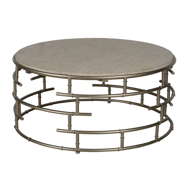 Shop Segments Silver Metal And Marble Round Coffee Table