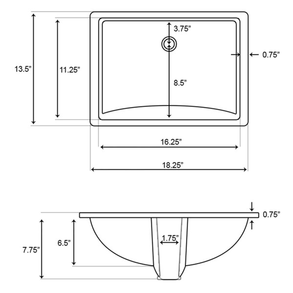 18 25 In W CUPC Rectangle Undermount Sink Set In White Gold Hardware   18.25 In. W CUPC Rectangle Undermount Sink Set In White Gold Hardware 00cf02ab 5d5b 47c2 951c 326e48505c38 600 