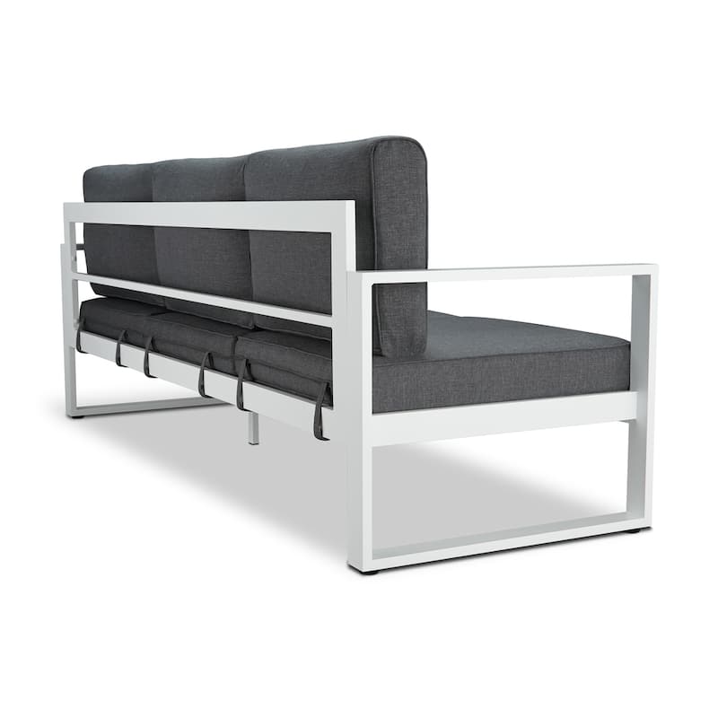 Baltic Outdoor Sofa in White with Grey Cushion by Real Flame