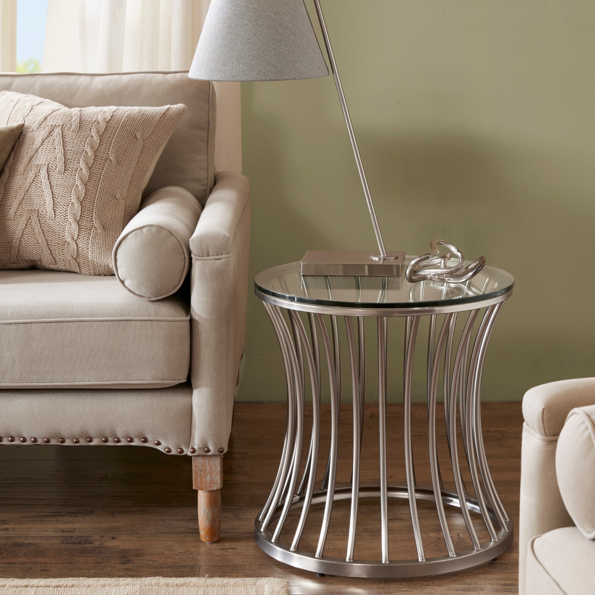 Shop Madison Park Clarita Nickle Round End Table On Sale Free