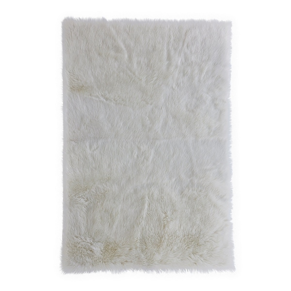 Super Soft Fluffy Hand Made Ivory White Faux Sheepskin Area Rug Carpet