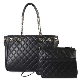 Diophy Handbags Our Best Clothing Shoes Deals Online At Diophy Quilted Pattern Tote With Matching Medium Bag And Wallet 3 Piece Set