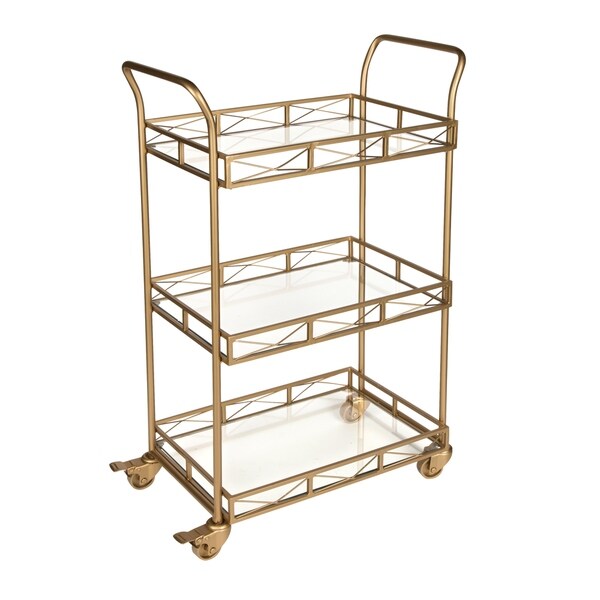 Kate and Laurel Ketia Metal 3-tiered Tray Bar Cart, Gold