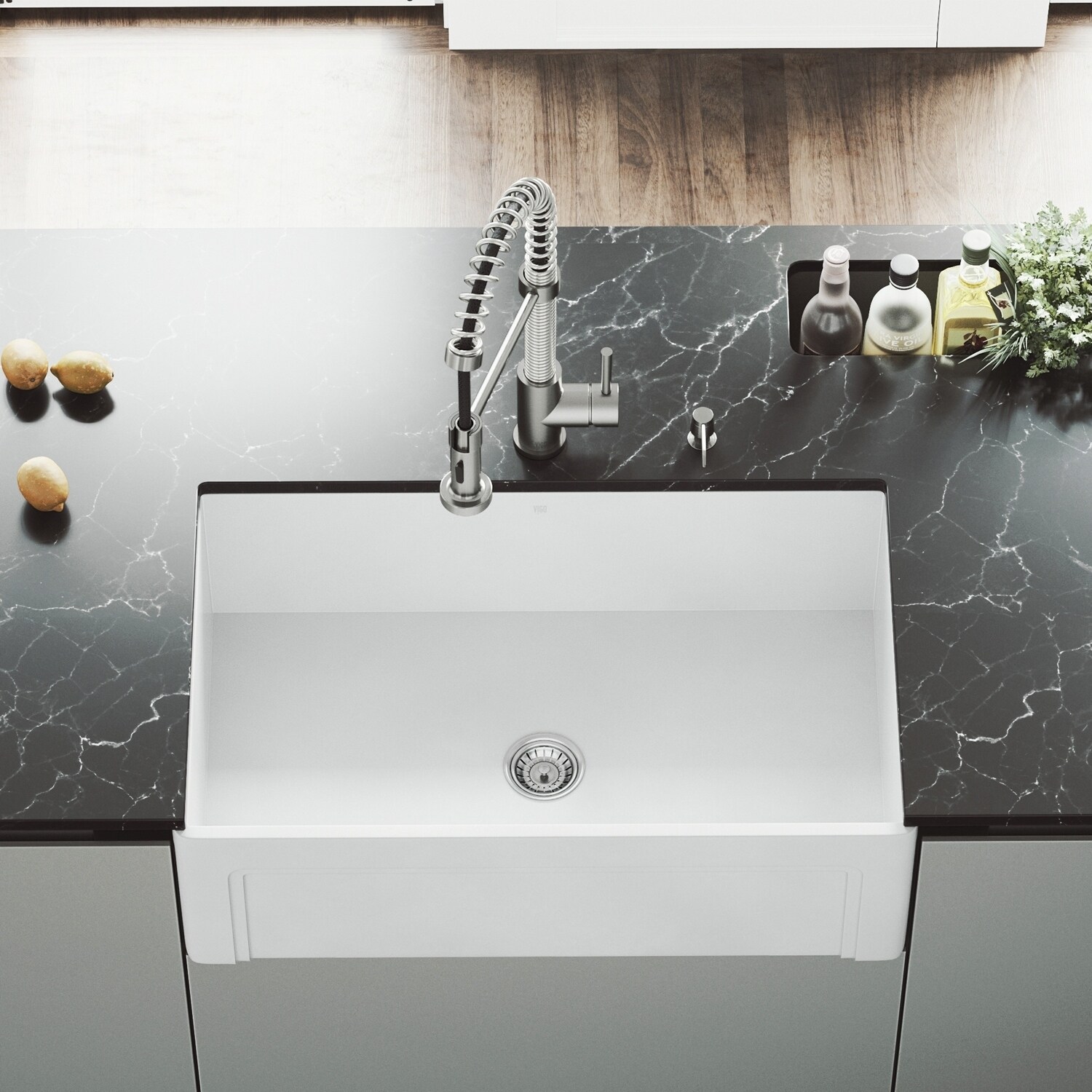 Vigo White 30 Inch Cat Front Matte Stone Farmhouse Kitchen Sink Vigo White 30 Inch Cat Front Matte Stone Farmhouse Kitchen Sink