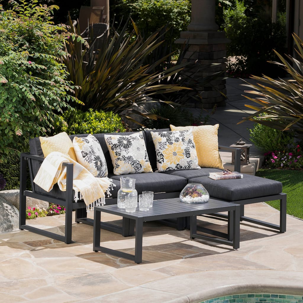 Navan Outdoor 5-piece Aluminum Sofa Set with Water Resistant Cushions by Christopher Knight Home